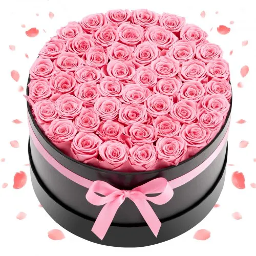 VEVOR Forever Flowers, 50 konserverte roser i en eske, evige blomster udødelig bukett bursdagsgave til levering Prime Women hennes kone mødre, jubileum, valentinsdag, jul, søt rosa