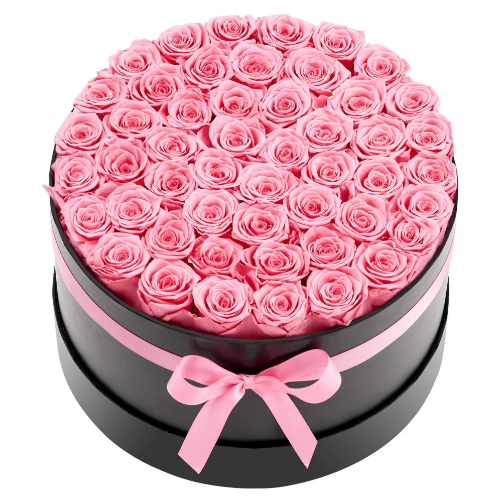 VEVOR Forever Flowers, 50 konserverte roser i en eske, evige blomster udødelig bukett bursdagsgave til levering Prime Women hennes kone mødre, jubileum, valentinsdag, jul, søt rosa