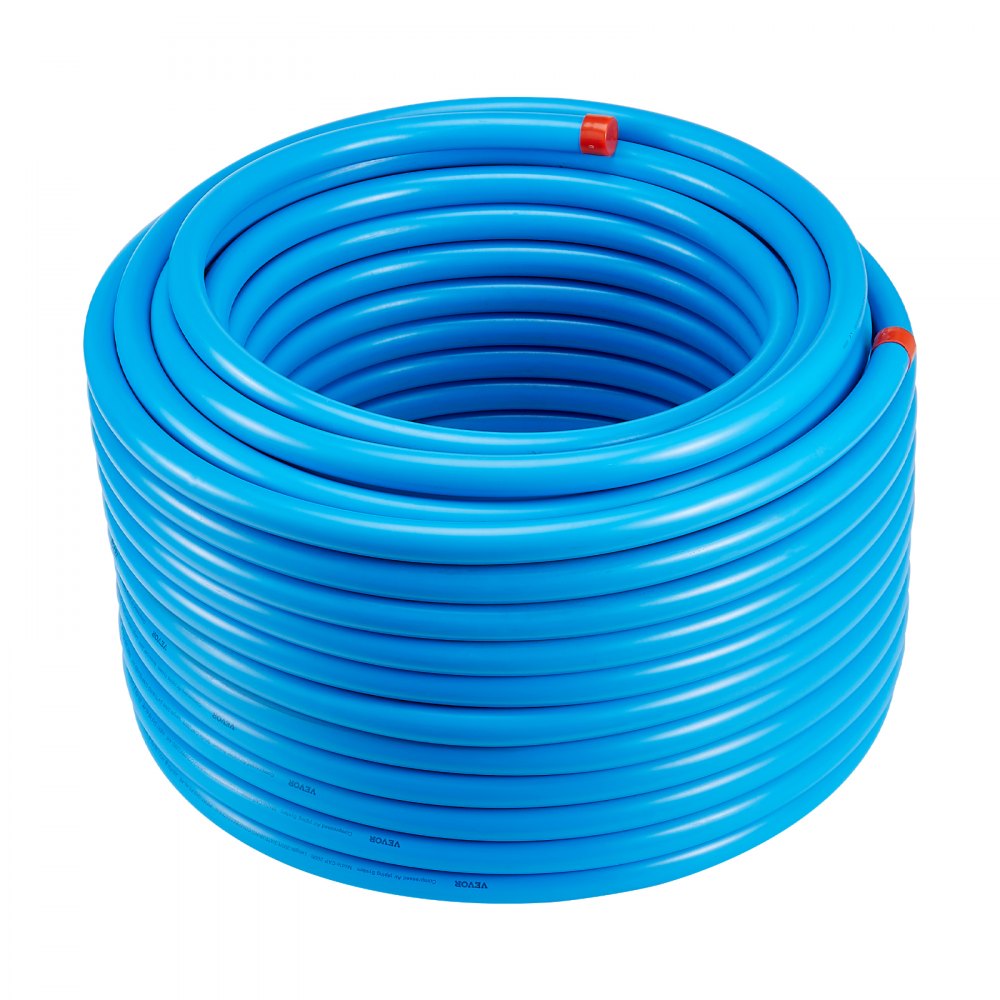 VEVOR luftkompressorledningssett, 61 m x 1,5 mm, HDPE-aluminium trykkluftrørsystem, lekkasjesikkert og enkelt å installere, trykkluftledningssett for garasjer og verksteder, blå