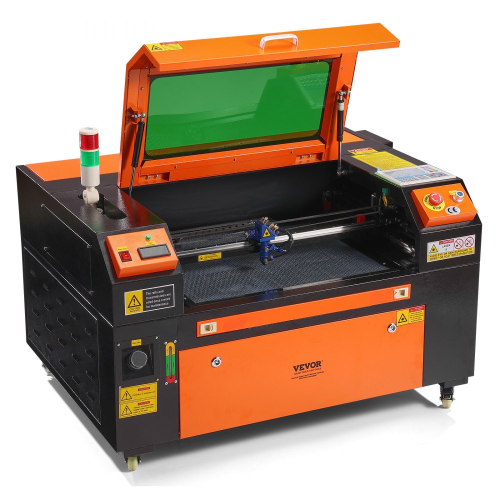 VEVOR 60W CO2-lasergravør, 41 x 61 cm (16 x 24 tommer), 500 mm/s (19,7 IPS) laserskjæremaskin med 2-veis luftassistanse, kompatibel med LightBurn, CorelDRAW, AutoCAD, Windows, Mac OS, Linux, for tre, akryl og stoff mer