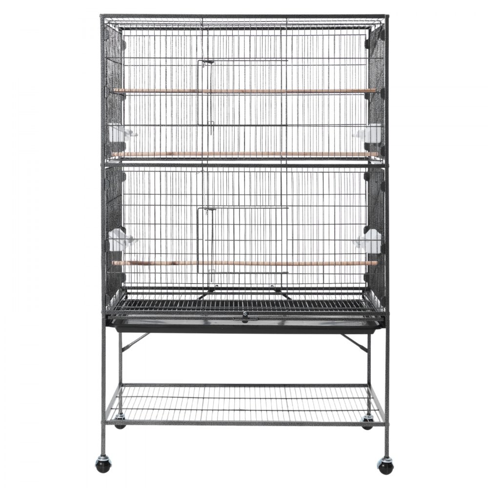 VEVOR fuglebur, 930 x 580 x 1510 mm, flat topp, smijerns fuglebur med sittepinner, uttrekkbart brett og plastmatere, for blåmeis, nymfeparakitt, kanarifugl, munkeundulat, afrikansk gråpapegøye
