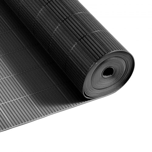 VEVOR dreneringsmatte, 90 x 1500 cm, PVC sklisikker kommersiell gulvmatte, våtrom vannsprutmatte hul dørmatte rull, for utendørs innendørs restaurant svømmebasseng terrasse bad toalettrom, svart