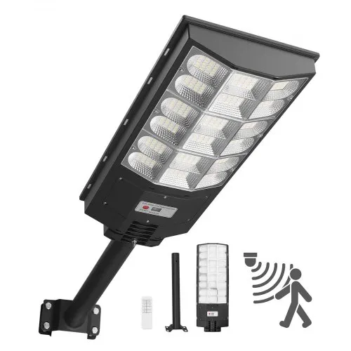 VEVOR 12000W solcelledrevet gatelys utendørs, 900 000 LM, kommersiell parkeringsplassbelysning fra skumring til daggry, LED-flomsikringslampe med bevegelsessensor, IP65 vanntett vidvinkel utendørsbelysning, for innkjørsel og hage