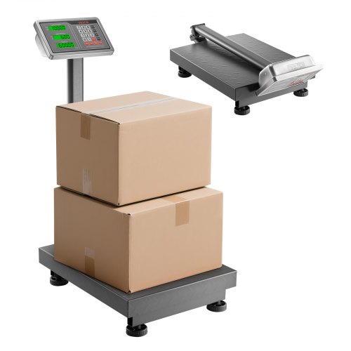 VEVOR digital plattformvekt, 300 kg last, 50 g høy nøyaktighet, elektronisk gulvvekt med LB/KG, tara, priskalkulator, AC/DC strømforsyning, egnet for bagasje, frakt, pakker, porto