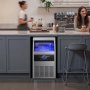 VEVOR kommersiell ismaskin, 73 kg/24t med 14 kg lagringskapasitet, innebygd/frittstående/under benk, ismaskin i rustfritt stål med LED-display og selvrensende, for hjemmebar/restaurant