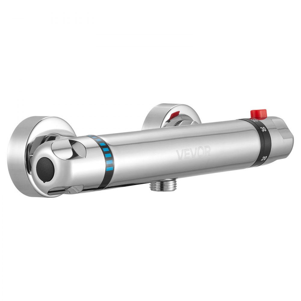 VEVOR Thermostatic Shower Faucet Valve, Anti-Scald 38℃ Secure Lock Thermostatic Shower Mixer Valve, Hot Cold Water Showering Faucet Temperature Control Valves for Bathroom, RV, Chrome-Plated Coating