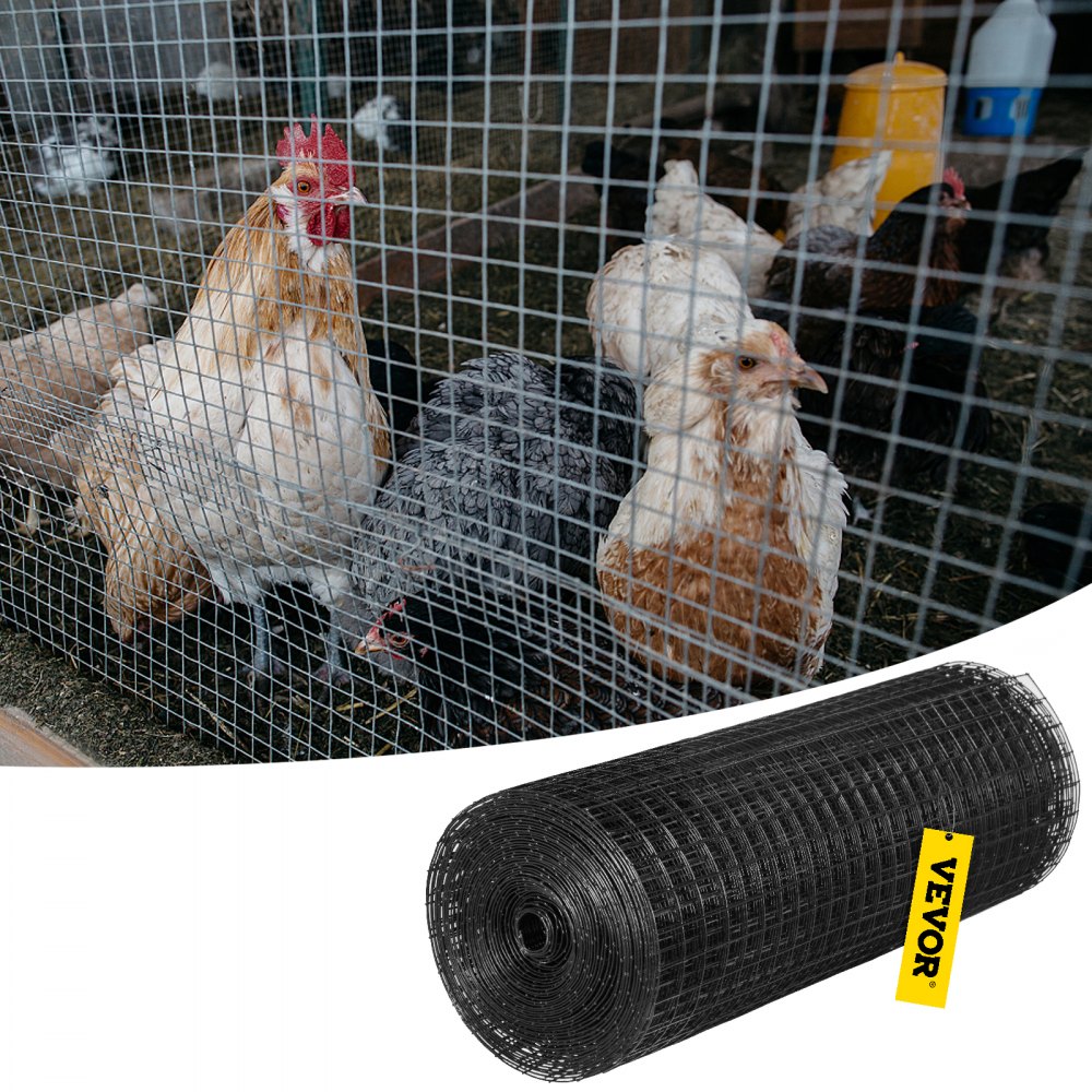 VEVOR maskinvareduk, 96 cm x 137 cm og 2,5 cm x 2,5 cm maskevidde, galvanisert stålvinylbelagt 16 Gauge hønsenettinggjerde med avbitertang og et par stoffhansker, for hagegjerder og dyreinnhegninger.