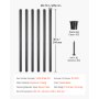 VEVOR trappebalustre 101-pakning, 36 tommers trappebalustre i aluminium, 3/4 tommers vanntett rundt metallspindelrekkverk, hult dekkrekkverk med skinnehetter og skruer for trapper, veranda, terrasse, matt svart