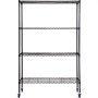 VEVOR Storage Shelving Unit with Wheels, 4-Tier Adjustable, 700 lbs Capacity, Heavy Duty Garage Shelves Metal Organizer Wire Rack, Black, 47.2" L x 17.7" W x 74" H for Kitchen Pantry Basement Bathroom