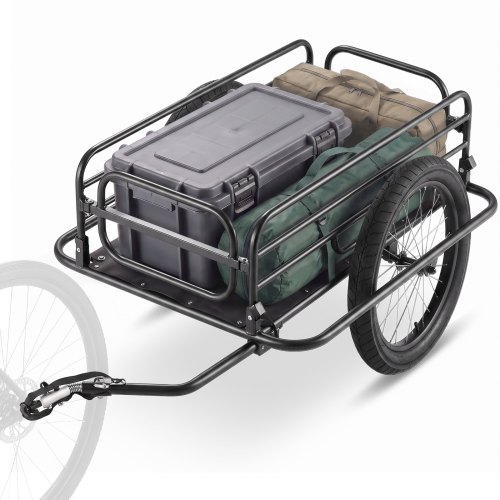 VEVOR Bike Cargo Trailer, 275 lbs lastekapasitet, kraftig sykkelvogn, sammenleggbar kompakt oppbevaring og hurtigkobling med universalfeste, 20" hjul, passer til de fleste sykkelhjul, ramme i karbonstål