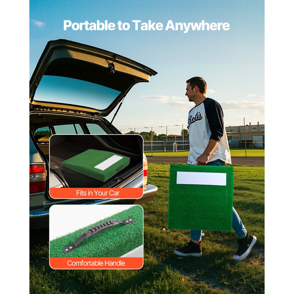 VEVOR Pitching Mound, bærbar baseball pitcherhaug, 76 cm innendørs utendørs pitching trenings- og treningsutstyr, softball pitching hjelpemidler med antifade gress, pitching gummi, bærehåndtak