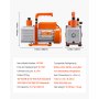 VEVOR vakuumpumpe, 367 l/min (6 CFM), HVAC 2-trinns roterende lamellvakuumpumpe, for R134a R22 R410a-systemer, automatisk AC-vakuumpumpesett med oljeflaske, for vedlikehold av klimaanlegg i biler, avgassing av harpiks