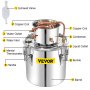 VEVOR Alkoholdestillering, 50L rustfritt stål vannalkoldestiller med kondensator, 13,2Gal vinkjele med kobberrør, hjemmebryggingssett med innebygd termometer for DIY whisky vin brandy, sil