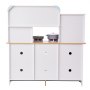 VEVOR Play Kitchen for Kids, Wooden Toy Kitchen Set with Lights and Sounds, Toddler Kitchen with Ice Maker, Oven, Sink, Microwaves, Fridge and Utensil and Fruit Accessory for Toddlers, White