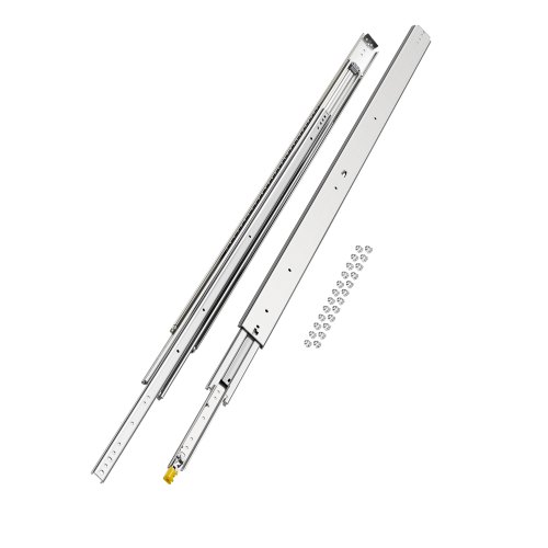 VEVOR skuffeskinner med full uttrekk, 1 par teleskopiske fulluttrekk, 1524 mm skuffeskinne, 226,8 kg lastekapasitet, sidemontert glideskinne med kulelager og individuell låsemekanisme