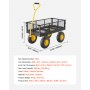 VEVOR 500 Lbs Steel Garden Cart, Heavy Duty Garden Wagon Cart Pullable on Wheels, Metal Yard Utility Wagon Carts with 10" All Terrain Tires, Mesh Removable Sides and 180°Rotating Handle