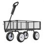 VEVOR Garden Cart, 408.2 kg, Heavy Duty Steel Yard and Garden Utility Wagon with 10-Inch Tires, Outdoor Gardening Stool with Adjustable Handle, Detachable Side Panels, Attach to ATV or Tractor, Black
