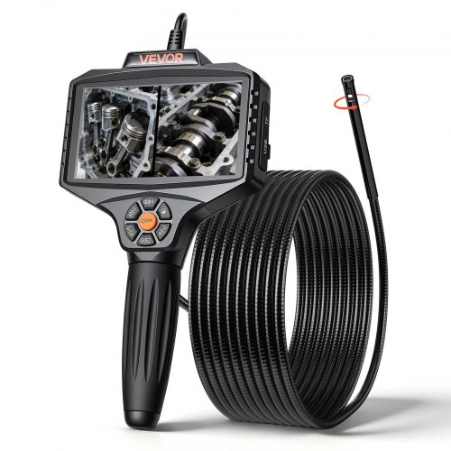 VEVOR 360° motorisert roterende endoskop, industrielt boroskopkamera med dobbelt linse og lys, 5" HD IPS delt skjerm, 8 mm slank linse, IP67 vanntett inspeksjonskamera for bil, rørleggerarbeid (5 m slangekabel)