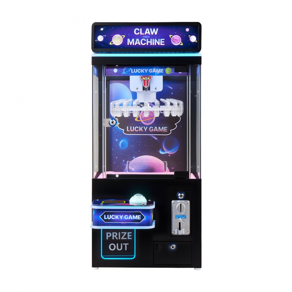 VEVOR Claw Crane Machine, Medium-Sized Arcade Game Machine with Light & Sound, Adjustable Difficulty, Precise Toy Candy Grabber Prize Dispenser Vending Toy, for Commercial Home Cinema, Black Purple