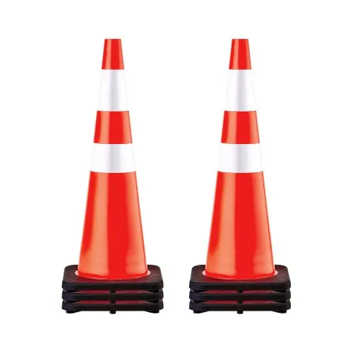 VEVOR 6-pakning 36" trafikkkjegler, sikkerhetskjegle for parkering på vei med svart vektbase, oransje PVC-trafikksikkerhetskjegler, farekjegler, reflekterende krager for anleggstrafikkparkering