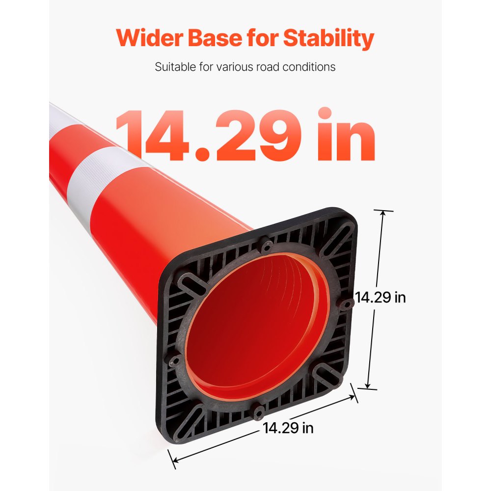 VEVOR 6Pack 36\" Traffic Cones, Safety Road Parking Cone with Black Weighted Base, PVC Orange Traffic Safety Cones, Hazard Cones Reflective Collars for Construction Traffic Parking