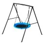 VEVOR Swing Set for Backyard, 100 cm Saucer Swing Seat with Heavy Duty A-Frame Metal Stand, 199.6 kg Load Capacity, Reinforced with Spiral Ground Anchors, Swingset Outdoor for Kids, Black and Blue