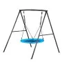 VEVOR Swing Set for Backyard, 100 cm Saucer Swing Seat with Heavy Duty A-Frame Metal Stand, 199.6 kg Load Capacity, Reinforced with Spiral Ground Anchors, Swingset Outdoor for Kids, Black and Blue