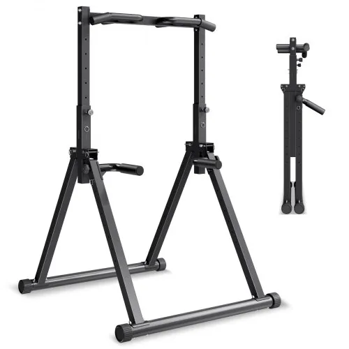 VEVOR Pull-up-stang, bærbar pull-up-stasjon med kapasitet på 150 kg, frittstående pull-up-stenger med trekantet struktur og kraftig stålrør, høydejustering i 9 nivåer, tyngdekraftskondisjon for armer og rygg