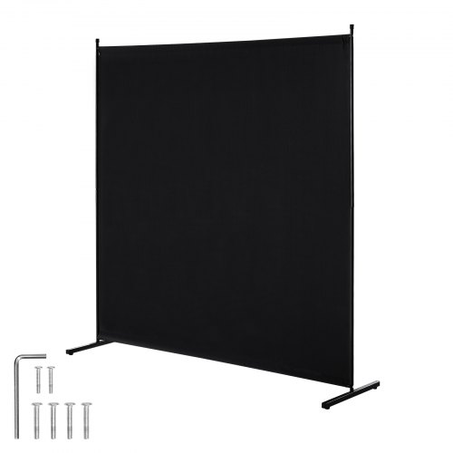 VEVOR romdeler, romdeler med ett panel, 1,8 m skjerm for innendørs bruk, romdeler for romseparasjon, frittstående romdelerpanel for kontor, soverom, svart