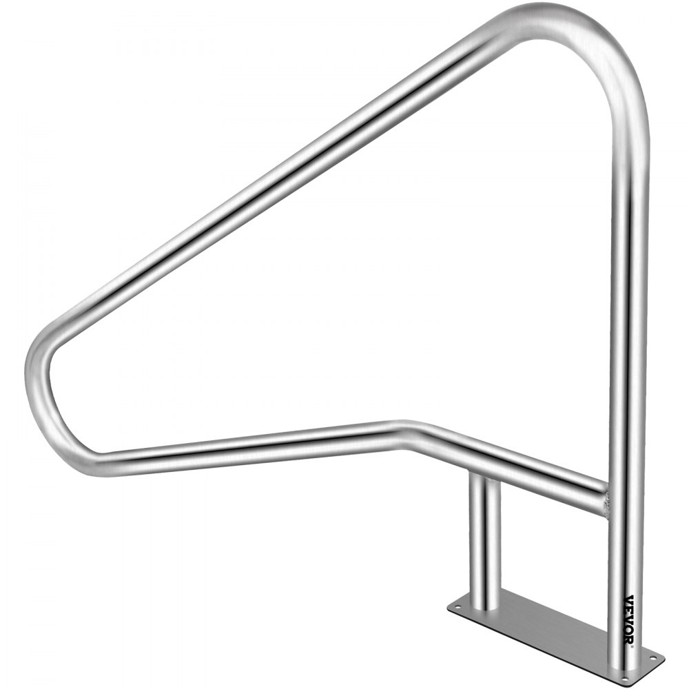 VEVOR bassengrekkverk 55x32" bassengrekkverk 304 rustfritt stål 250LBS Lastekapasitet Sølv rustsikkert bassenghåndtak Humanisert svømmebassengrekkverk med blått grepsdeksel og M8 borebit og selvtapingskruer