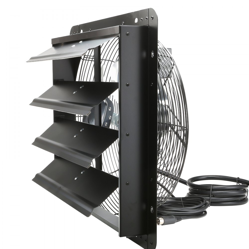 VEVOR avtrekksvifte med lukkemekanisme, 406 mm med temperatur- og fuktighetskontroller, EC-motor, 1747 CFM, justerbar veggmontert loftsvifte med variabel hastighet, ventilasjon og kjøling for drivhus, garasjer, skur