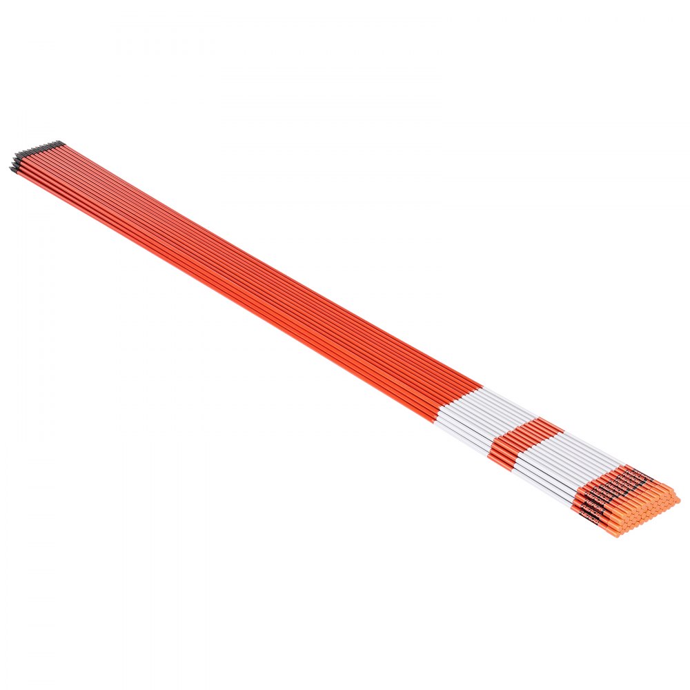 VEVOR Driveway Markers, 100Pcs 183cm Long 7.87mm Dia, Hi-Visibility Driveway Reflectors with 12 in Steel Drill Bits, Reflective Snow Sticks Fiberglass Pole for Parking Lots, Walkways, Snow Plowing