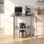 VEVOR Stainless Steel Work Table, 61x91.5 cm Food Prep Table with Backsplash, Commercial Kitchen Workstation with Adjustable Undershelf, Metal Heavy Duty Utility Worktable, for Restaurant Home Outdoor