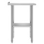 VEVOR Stainless Steel Work Table, 61x91.5 cm Food Prep Table with Backsplash, Commercial Kitchen Workstation with Adjustable Undershelf, Metal Heavy Duty Utility Worktable, for Restaurant Home Outdoor