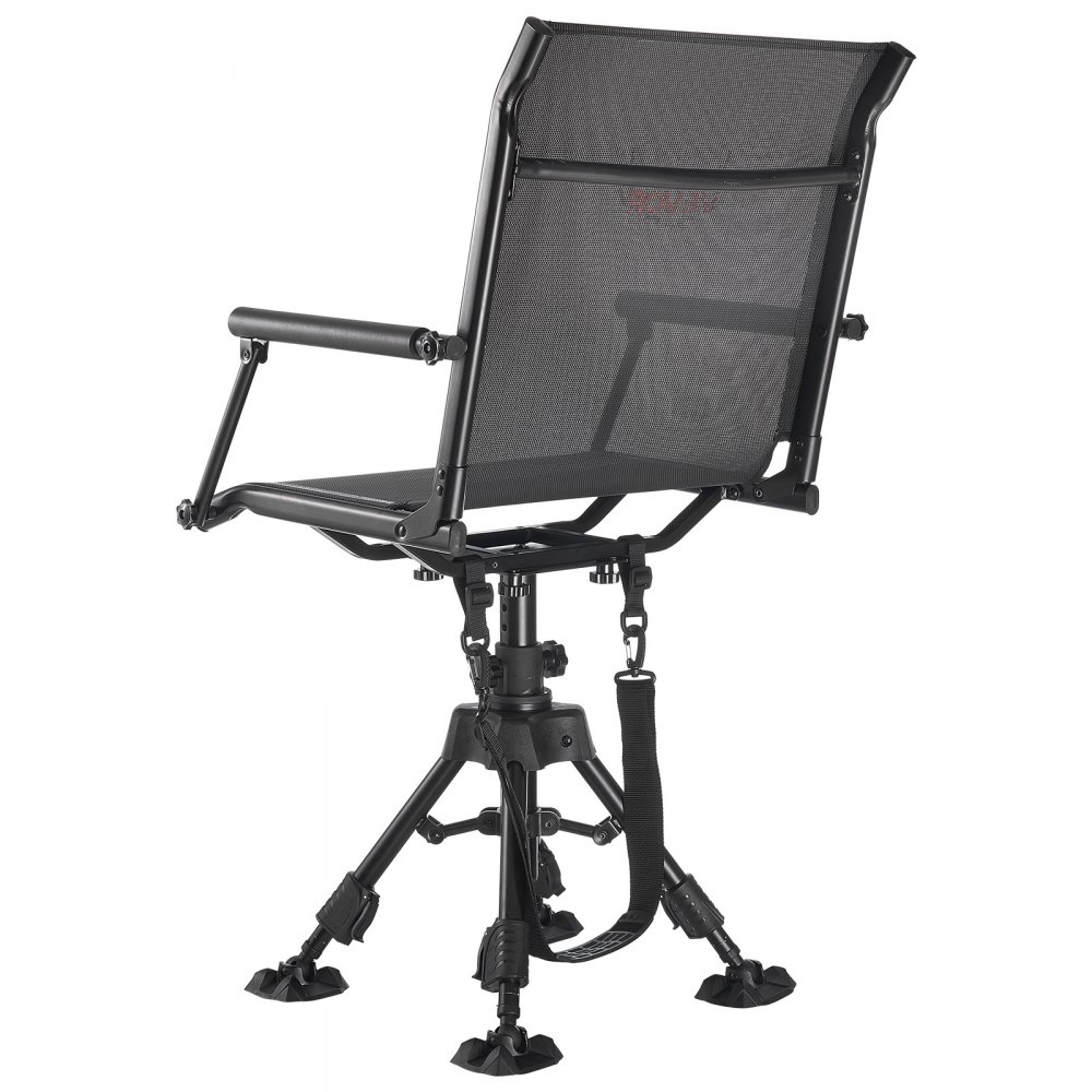 VEVOR Hunting Chair, 360° Silent Swivel, Foldable Portable Blind Chair, Heavy-Duty Steel Frame Ground Stool Seat with Armrests, Anti-Sink Feet, Height Adjustable, 158 Kg Capacity for Fishing Camping