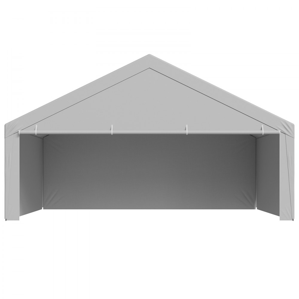 VEVOR Carport-reservetak, 6 x 6 m drikkeklar garasjepresenning med sidevegger, UV-bestandig og vanntett, kraftig bilpresenning med ballbuggees, grå, ramme ikke inkludert