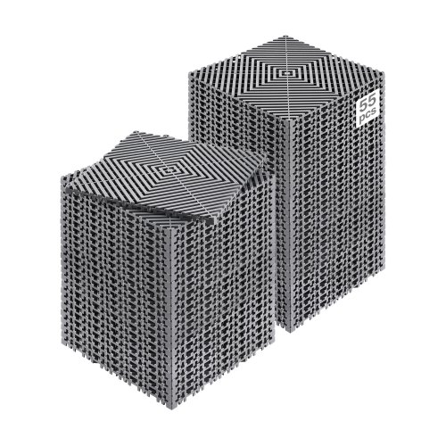 VEVOR sammenlåsende dreneringsmatte, 12” x 12” modulær sammenlåsende pute, 55 stk. skjøtematter, sklisikre grå PP dreneringsgulvfliser og dusjmatte, for garasje, hage, kjøkken og utendørs