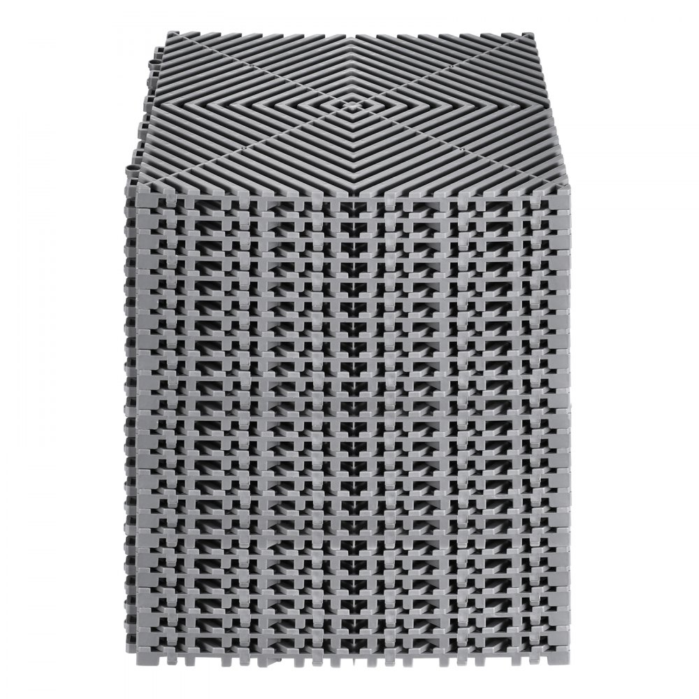 VEVOR sammenlåsende dreneringsmatte, 12” x 12” modulær sammenlåsende pute, 24 stk. skjøtematter, sklisikre grå PP dreneringsgulvfliser og dusjmatte, for garasje, hage, kjøkken og utendørs