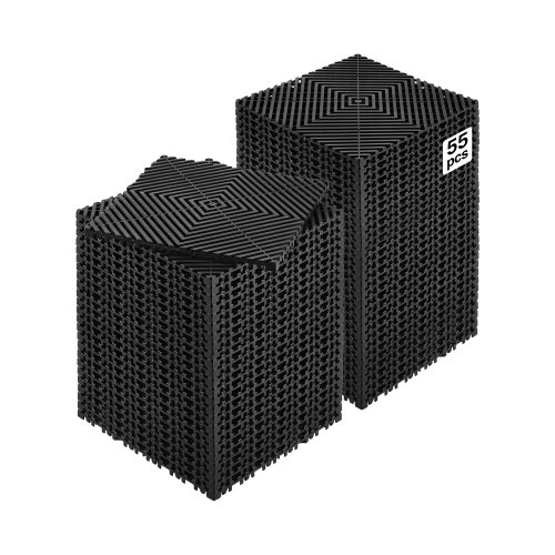 VEVOR sammenlåsende dreneringsmatte, 12” x 12” modulær sammenlåsende pute, 55 stk. skjøtematter, sklisikre svarte PP dreneringsgulvfliser og dusjmatte, for garasje, hage, kjøkken og utendørs