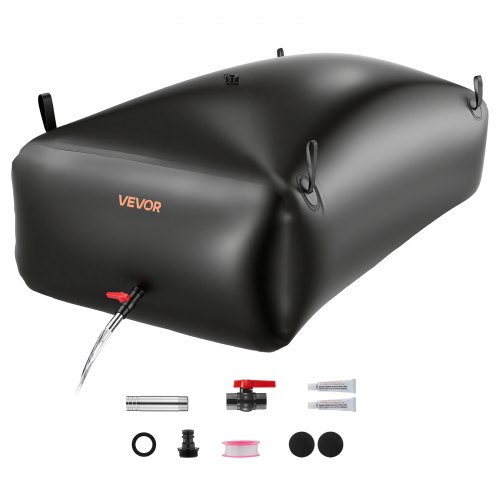 VEVOR vannlagringsblære, 1000L bærbar og sammenleggbar vannlagringspose, slitesterk 1000D PVC myk vannpose, lekkasjesikker campingtankbeholder for hagevanning, bobilbruk i nødstilfeller, svart