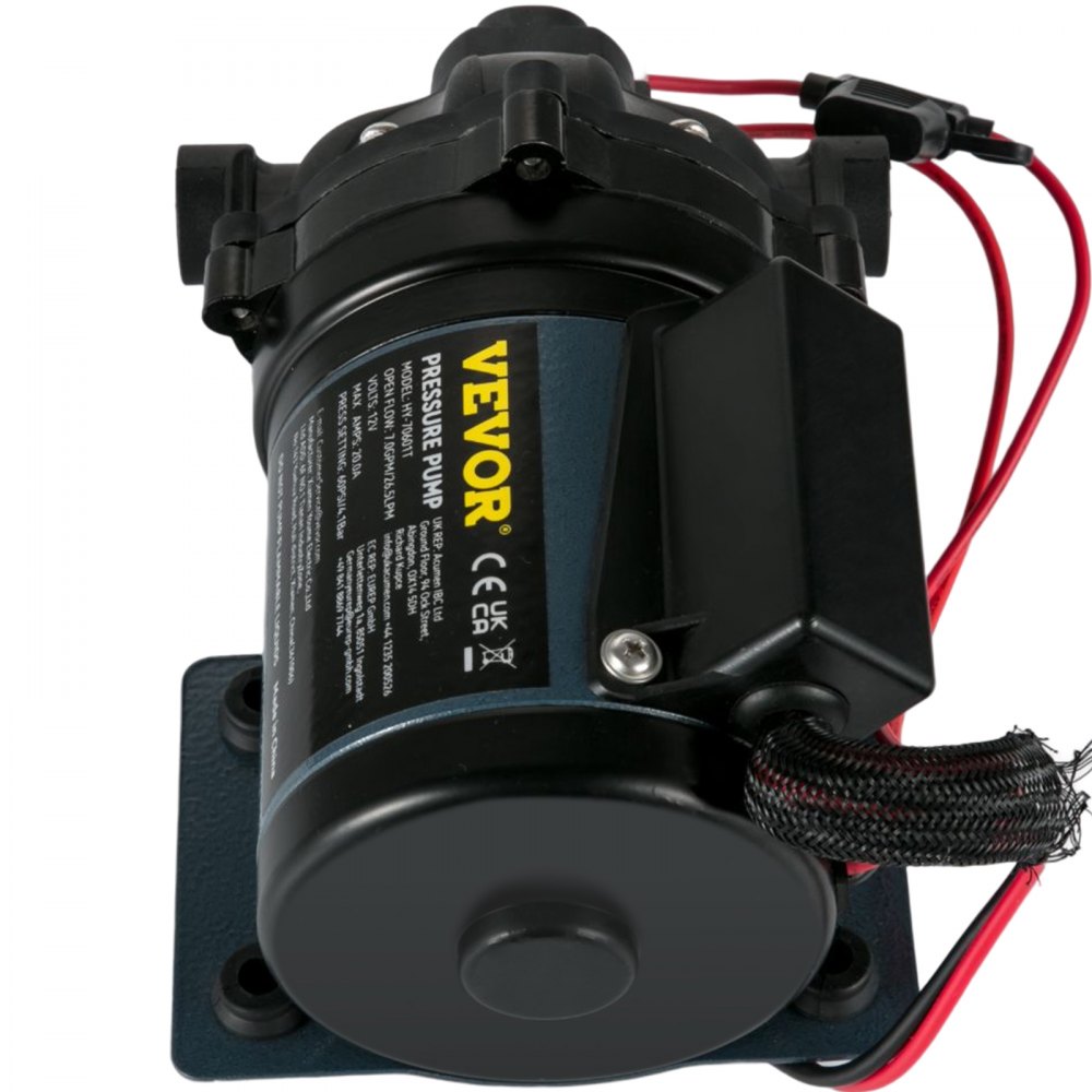 VEVOR Spylerpumpe, 12V DC, 26 L/min (7 GPM) 4 bar (60 PSI), Maks. 3 m (10 FT) Løft Selvsugende Vannpumpe, med EPDM-ventil, Universal Saltvannsfilter og Innvendig/Utenvendig gjenge, for RV, Marine Deck, Yacht