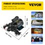 VEVOR Spylerpumpe, 12V DC, 26 L/min (7 GPM) 4 bar (60 PSI), Maks. 3 m (10 FT) Løft Selvsugende Vannpumpe, med EPDM-ventil, Universal Saltvannsfilter og Innvendig/Utenvendig gjenge, for RV, Marine Deck, Yacht