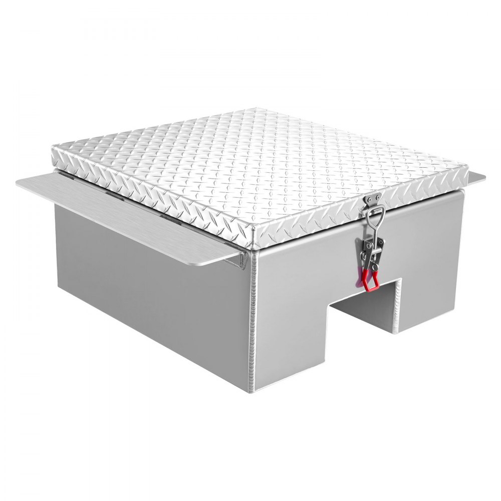 VEVOR Verktøykasse for lasteplan, kraftig verktøykasse i aluminium med diamantplate, verktøykasseorganisator for oppbevaring, støtter opptil 100 kg, ideell for pickup, lasteplan, bobil, tilhenger, 770 x 610 x 310 mm, sølv