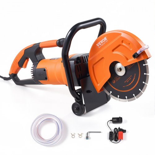 VEVOR 9"/22,9 cm elektrisk betongsag våt-/tørrsag med vannpumpe og blad