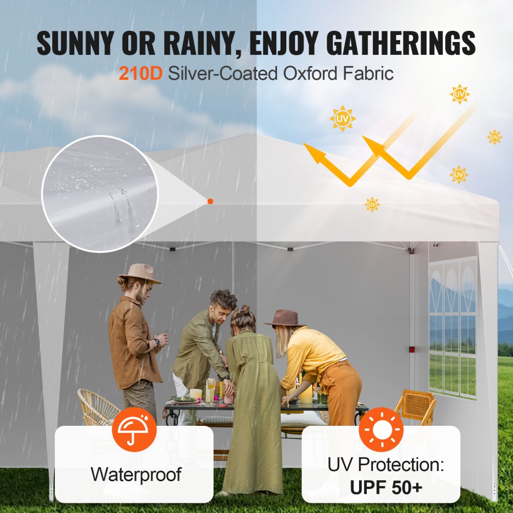 VEVOR Pop-up-telt, 5,9 x 2,96 m bærbar paviljong med instant-tak, 3 sidevegger og 2 ventilerte vinduer, høydejusterbart pop-up-telt for utendørs ly for arrangementer, terrasse, bakgård, fest, parkering