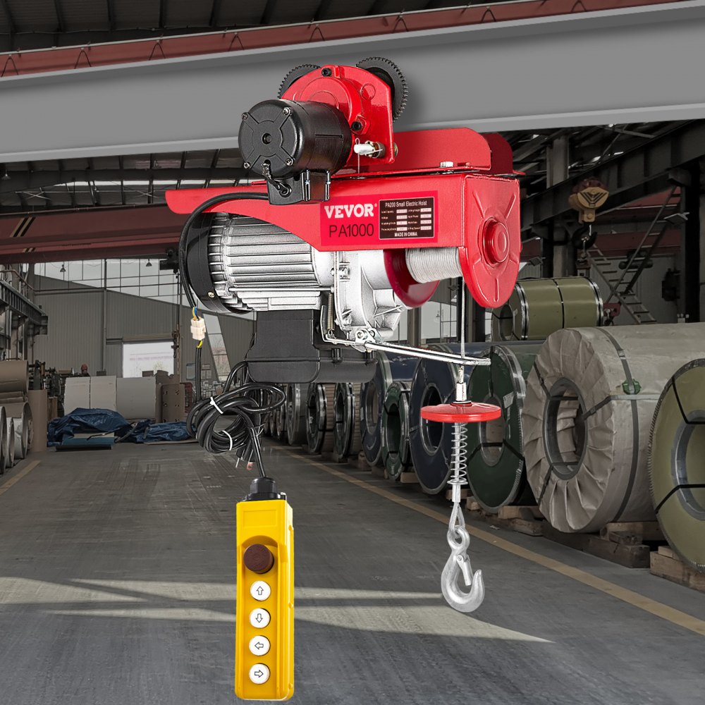 VEVOR Electric Wire Rope Hoist with Trolley, Electric Wire Rope Hoist with Trolley Remote Control Industry 1000KG/2200LBS Capacity