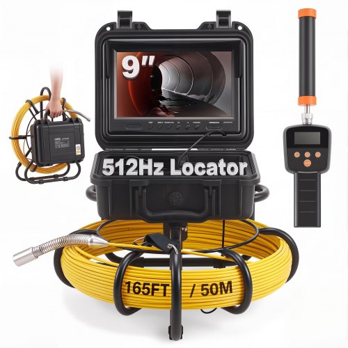 VEVOR Avløpskamera Rørinspeksjonskamera med 512 Hz sonde 22,9 cm 720p skjerm 50,3 m