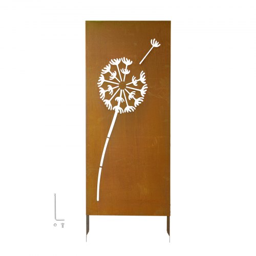 VEVOR metallskjerm, 61 x 160 cm frittstående moderne gjerde, hageskillepanel med forlengede jordspyd og stålplate, frittstående utendørs skillevegg for hage, gårdsplass, vegg