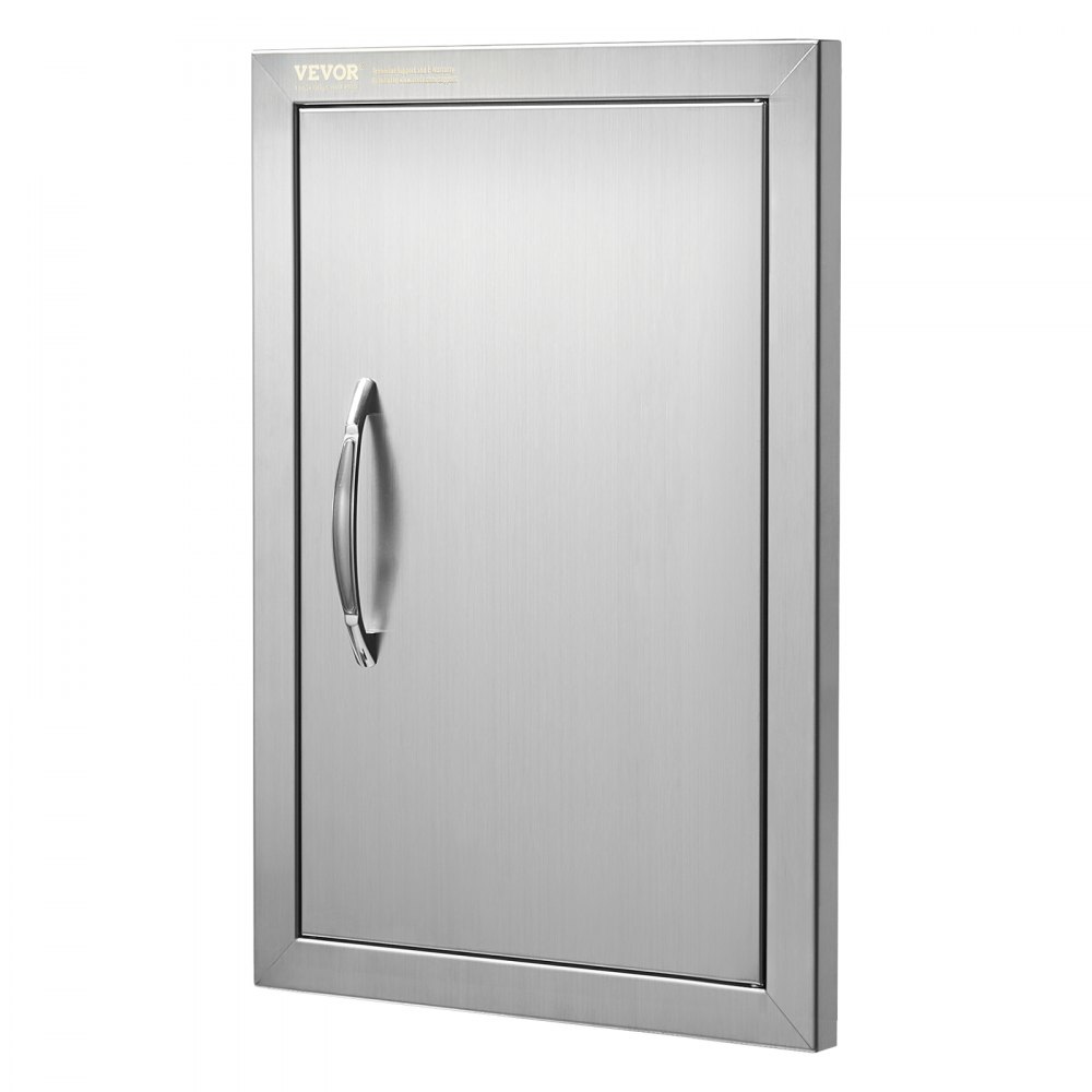 VEVOR BBQ Access Door, 355x508 mm Single Outdoor Kitchen Door, Stainless Steel Flush Mount Door, Wall Vertical Door with Handle, for BBQ Island, Grilling Station, Outside Cabinet