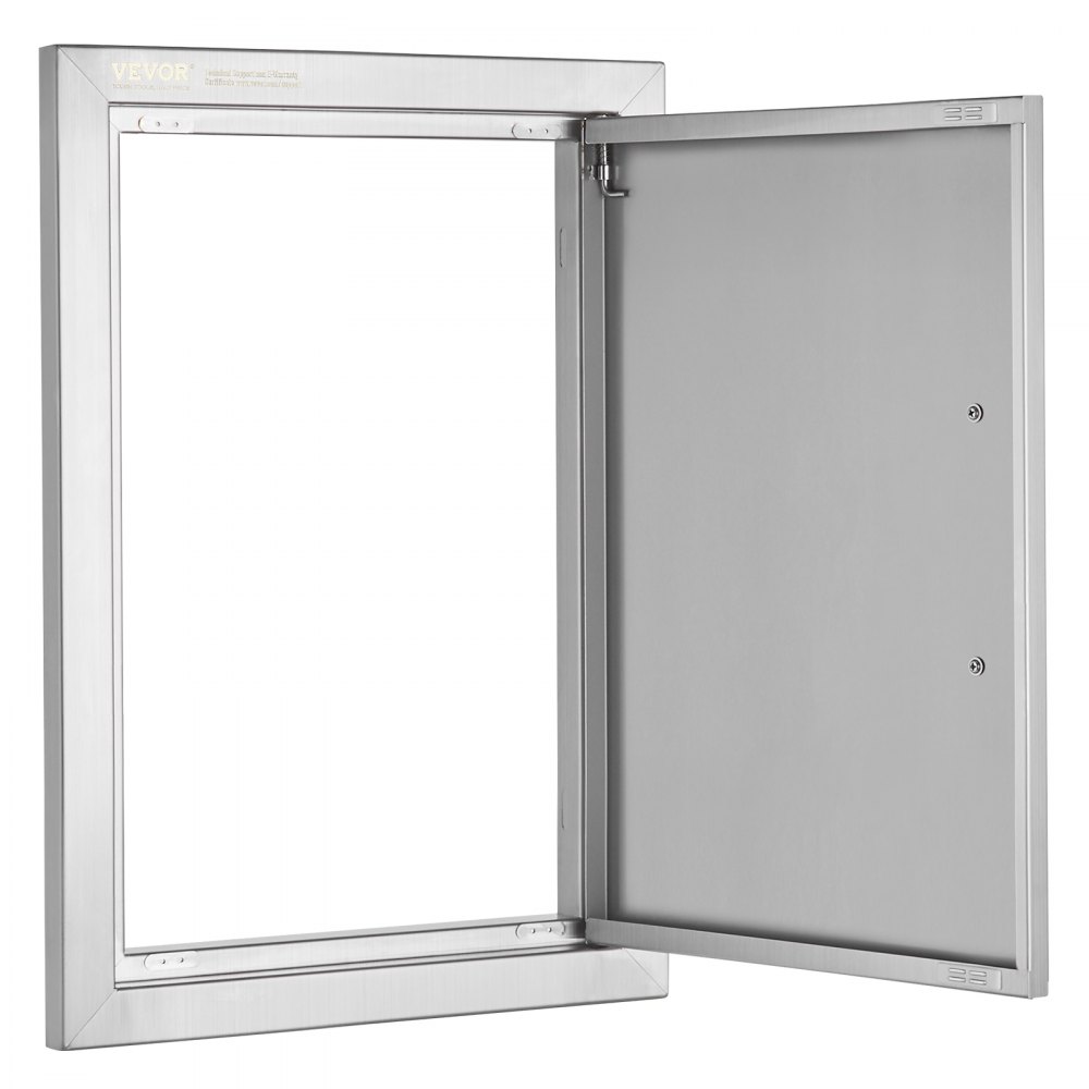 VEVOR BBQ Access Door, 355x508 mm Single Outdoor Kitchen Door, Stainless Steel Flush Mount Door, Wall Vertical Door with Handle, for BBQ Island, Grilling Station, Outside Cabinet